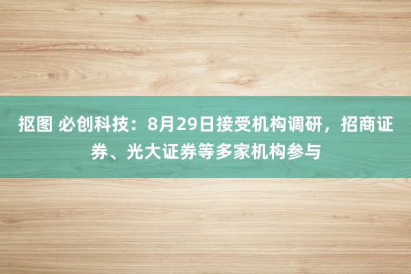 抠图 必创科技：8月29日接受机构调研，招商证券、光大证券等多家机构参与